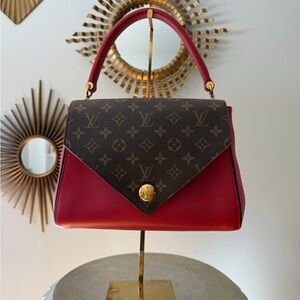 Louis Vuitton Red Leather Double V Handbag